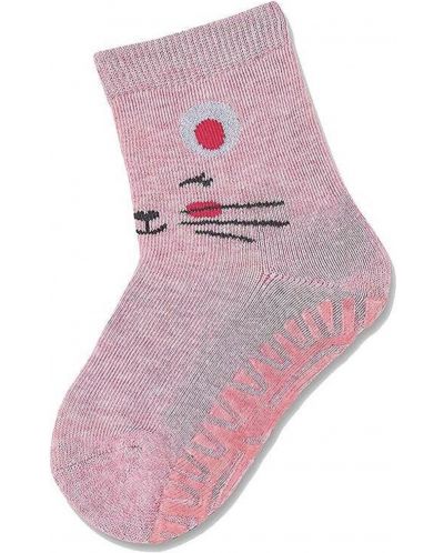 Чорапи с неплъзгащо стъпало Sterntaler - Розово мишле, 17/18 размер, 6-12 м, 2 чифта - 4