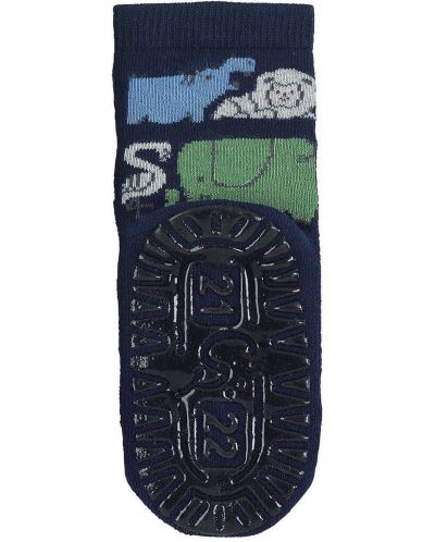 Чорапи с неплъзгащо стъпало Sterntaler - Зоологическа градина, 17/18 размер, 6-12 м, сини - 4