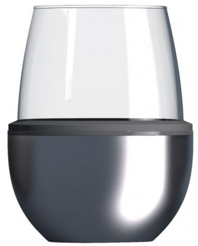 Чаша с термоизолираща основа Asobu - Wine Kuzie, 440 ml, сребриста - 1