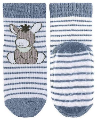 Чорапи с неплъзгащо стъпало Sterntaler - Магаренце, синьо райе, размер 21/22, 18-24 м - 1