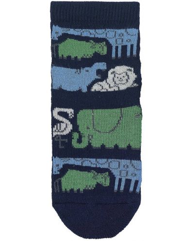 Чорапи с неплъзгащо стъпало Sterntaler - Зоологическа градина, 17/18 размер, 6-12 м, сини - 3