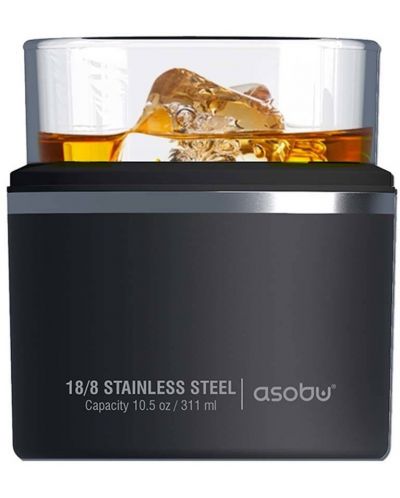 Чаша с термоизолираща основа Asobu - Whiskey Kuzie, 311 ml, черна - 2