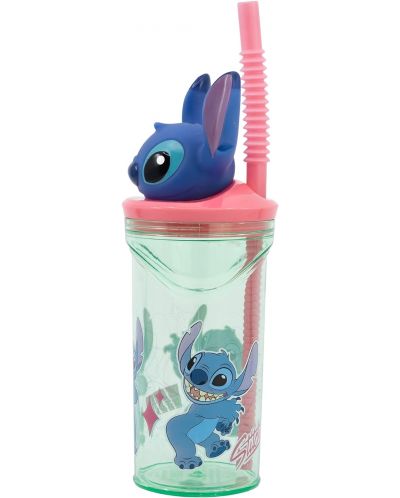 Чаша със сламка и 3D фигура Stor Stitch - Flowers, 360 ml - 3