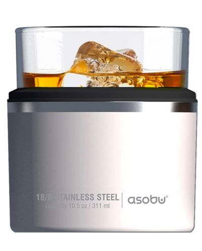 Чаша с термоизолираща основа Asobu - Whiskey Kuzie, 311 ml, сребриста - 2