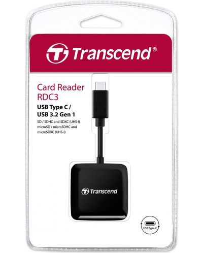 Четец за карти Transcend - RDC3, SD/microSD, USB-C, черен - 4