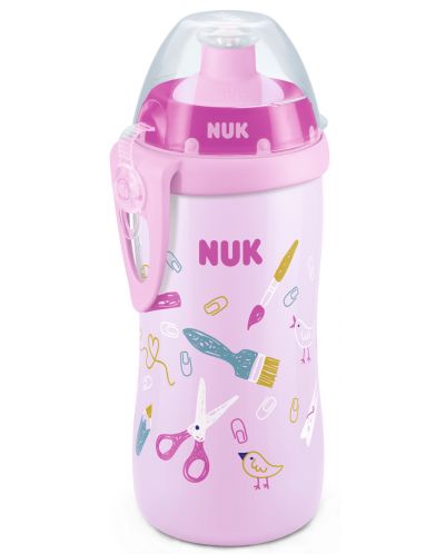 Чаша с клапа NUK - Junior Cup, за момиче, 18 m+, 300 ml - 1
