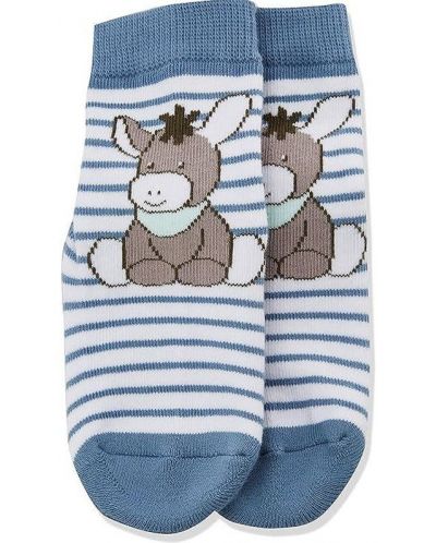 Чорапи с неплъзгащо стъпало Sterntaler - Магаренце, синьо райе, размер 21/22, 18-24 м - 2