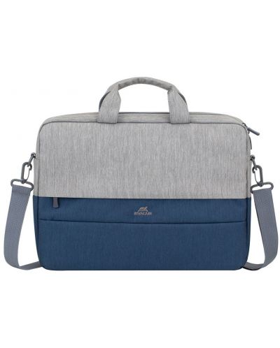 Чанта за лаптоп Rivacase - 7532, 15.6", сива/синя - 1