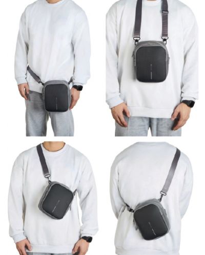 Чанта за през рамо XD Design - Boxy Sling, черна - 11