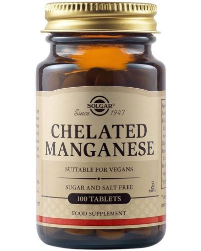 Chelated Manganese, 8 mg, 100 таблетки, Solgar - 1