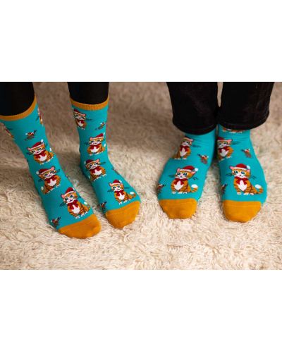 Чорапи Pirin Hill - Wintertime Cat, размер 35-38, светлосини - 3