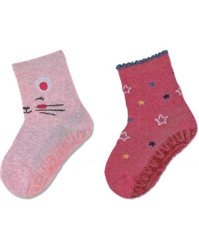Чорапи с неплъзгащо стъпало Sterntaler - Розово мишле, 21/22 размер, 18-24 м, 2 чифта - 1