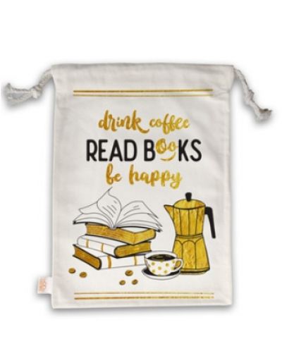 Чанта за книги Simetro Books - Drink coffee, read books, be happy - 1