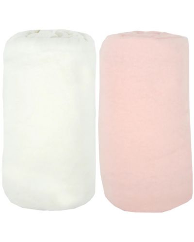 Бебешки чаршафи Babycalin - 2 броя, 60 х 120 cm, бял/розов - 1