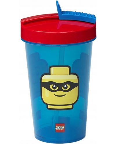 Чаша със сламка Lego Classic - 500 ml, синя - 2