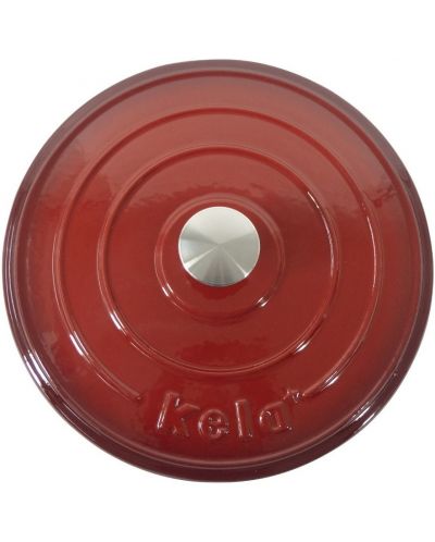 Чугунена тенджера с капак Kela - Calido, 21 х 10 х 16 cm, 2.5 L, червена - 2