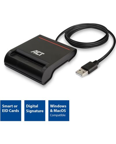 Четец за смарт карти ACT - AC6015, USB 2.0, черен - 3