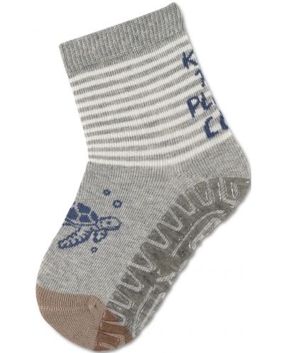 Чорапи с неплъзгащо стъпало Sterntaler - Костенурка, 17/18 размер, 6-12 м, сиви - 1
