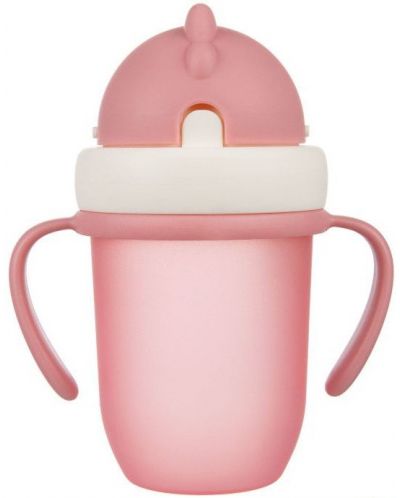 Canpol Чаша с Flip-top сламка Matte Pastels, 210мл., розова - 1