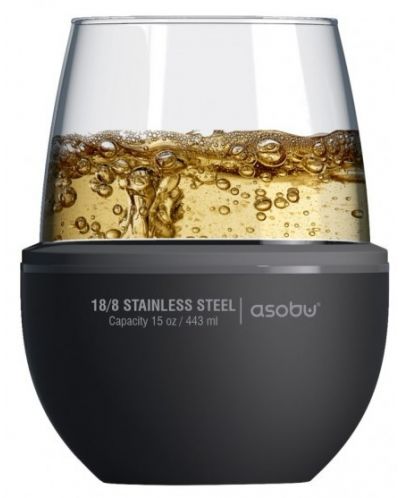 Чаша с термоизолираща основа Asobu - Wine Kuzie, 440 ml, сребриста - 2