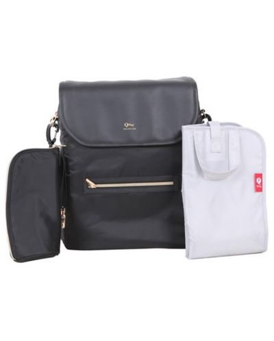 Чанта за път с подложка QPlay - Diaper Bag, черна - 1