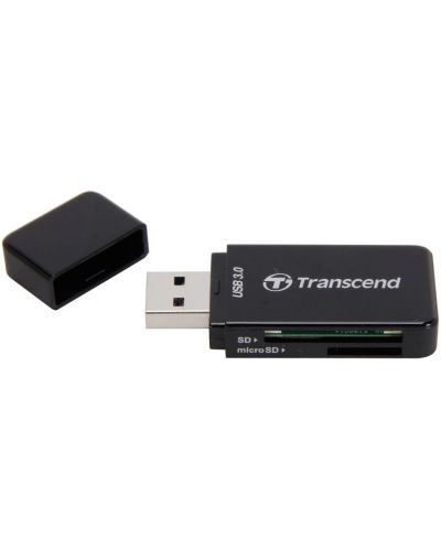 Четец за карти Transcend - RDF5K, SD, microSD, USB 3.0/3.1 Gen 1, черен - 2