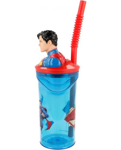 Чаша със сламка и 3D фигура Stor Superman - 360 ml - 3