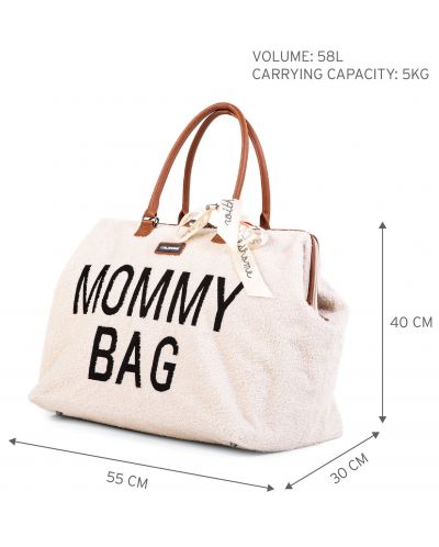 Чанта за принадлежности Childhome - Mommy Bag, Teddy, бяла - 7
