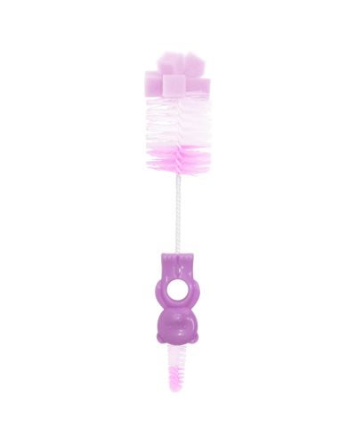 Четка за шише и биберон Lorelli Baby Care - Мече, розова