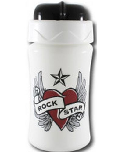 Чаша със силиконова сламка Rock Star Baby - 340 ml , сърце с крила - 1