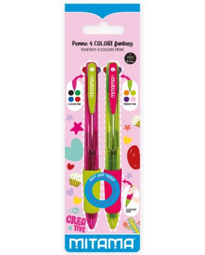 Комплект четирицветни химикалки Mitama - For Fun Fantasy, за момиче - 1