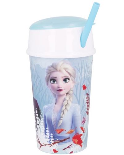Чаша със сламка и капак Stor - Frozen, 400 ml - 1