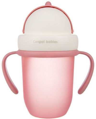 Canpol Чаша с Flip-top сламка Matte Pastels, 210мл., розова - 5