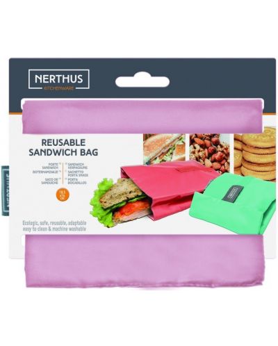 Чанта за храна тип джоб Nerthus - Розова, 18.5 x 14 cm - 3