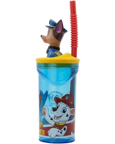 Чаша със сламка и 3D фигура Stor Paw Patrol - Pup Power, 360 ml - 3