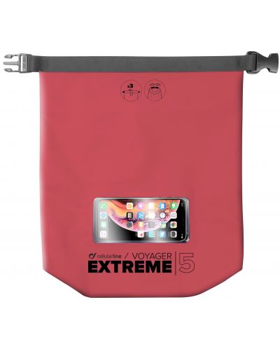 Водоустойчива чанта Cellularline - Voyager Extreme, 5 l, червена - 2