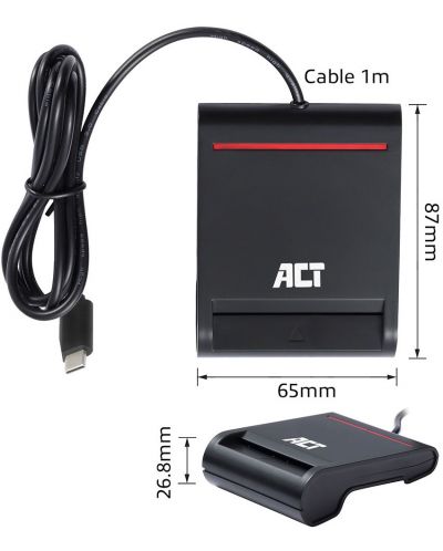 Четец за смарт карти ACT - AC6020, USB-C, черен - 5