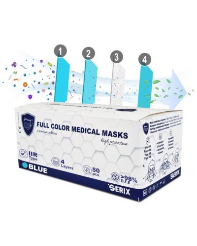 Четирислойни медицински маски, 50 броя, Serix, асортимент - 2