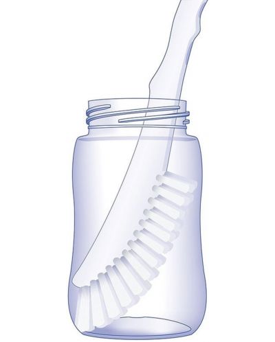 Четка за почистване на шишета и биберони NIP- Бяла - 3