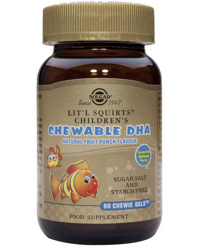 Children's Chewable DHA, 90 дъвчащи капсули, Solgar - 1