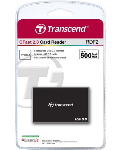 Четец за карти Transcend - CFast, USB 3.0/3.1, черен - 3