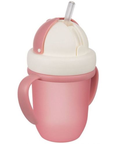 Canpol Чаша с Flip-top сламка Matte Pastels, 210мл., розова - 3