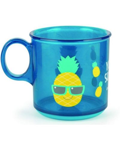 Чаша с дръжка и нехлъзгащо се дъно Canpol, синя, ананас - 1