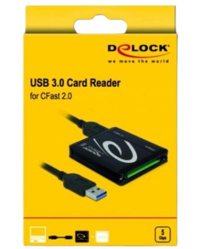 Четец за карти Delock - 91686, USB 3.0/CFAST 2.0, черен - 4