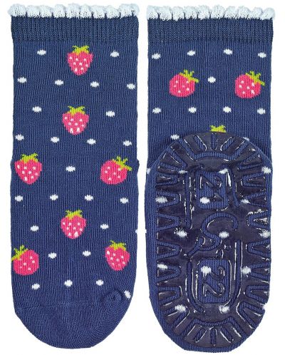Чорапи със силиконова подметка Sterntaler - Ягоди, 25/26 размер, сини - 1