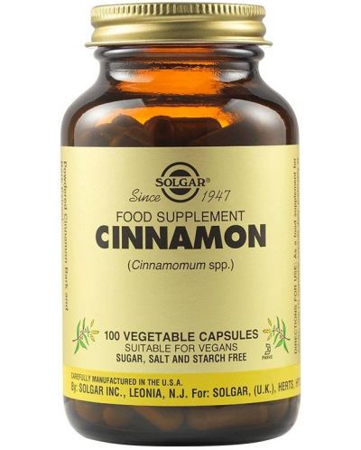 Cinnamon, 100 растителни капсули, Solgar - 1