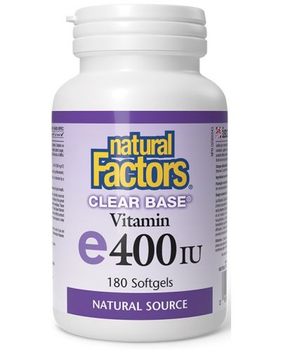 Clear Base Vitamin E, 400 IU, 180 капсули, Natural Factors - 1