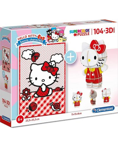 Пъзел Clementoni от 104 части и 3D модел - Хелоу Кити