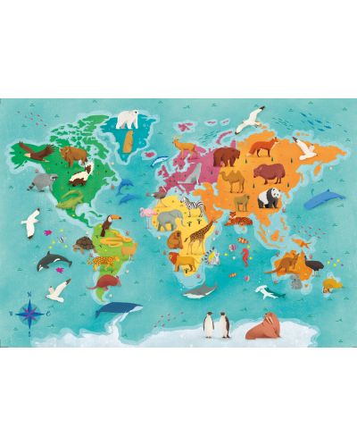 Пъзел Clementoni от 180 части - Световна карта на животните - 2