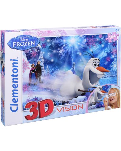 Пъзел Clementoni от 104 части - Замръзналото кралство 3D - 1